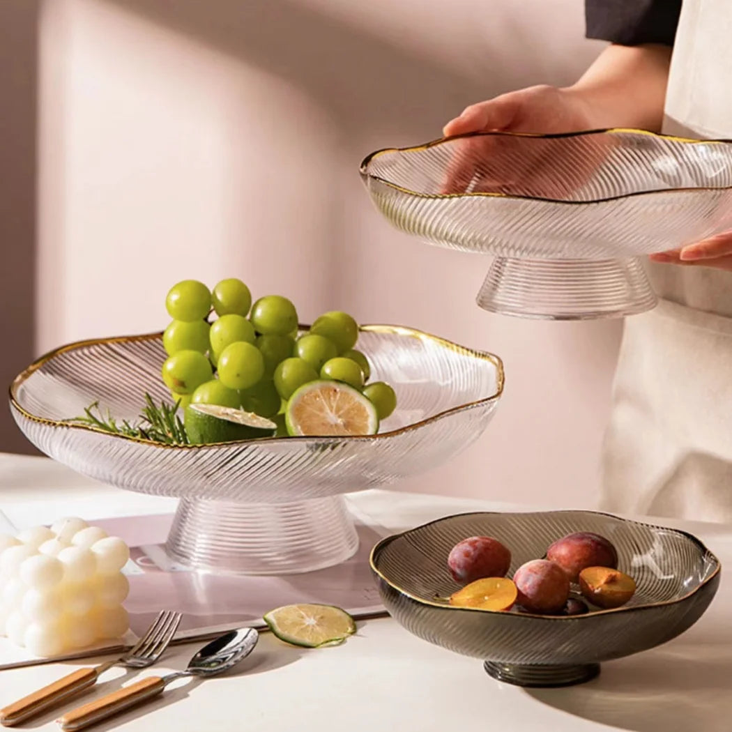European-style Modern Luxury Glass Plant Pattern Fruit Tray High-end Light Snack Plate for Giveaways