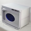 White Wall Mounted Single Towel Warmer Machine with Heater and Sterilizer for Bathroom Use