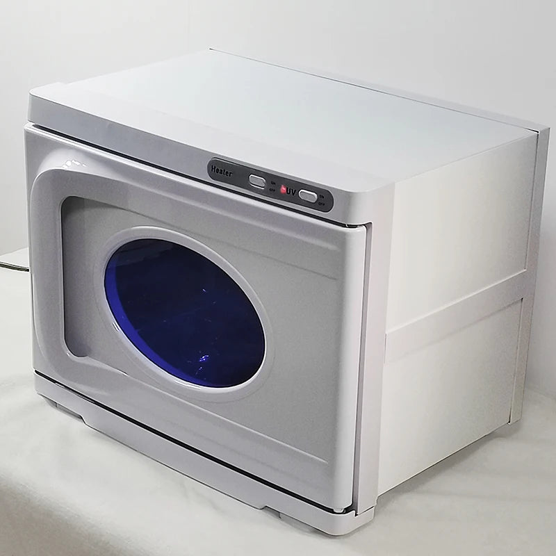 White Wall Mounted Single Towel Warmer Machine with Heater and Sterilizer for Bathroom Use