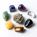Chakra Stones Set Mineral Specimen Natural Tumbled Stones Amethyst Cluster Pyrite Selenite Crystal Set Energy Collection Decor
