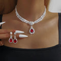 Diamond Drop Flower Earrings Necklace | High-End Temperament Wholesale Accessories