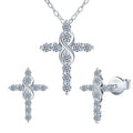Celestial Luxury Gold Plated 925 Sterling Silver Moissanite Cross Pendant Necklace & Stud Earrings Set for Women Party Occasions