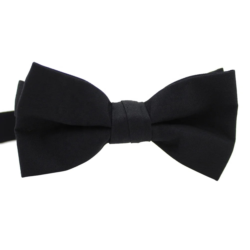 Gentleman Pretied Papillon Adjustable Morden Fashion Solid Black Cotton Plain Handmade Tuxedo Banquet Mens Bow Ties for Men