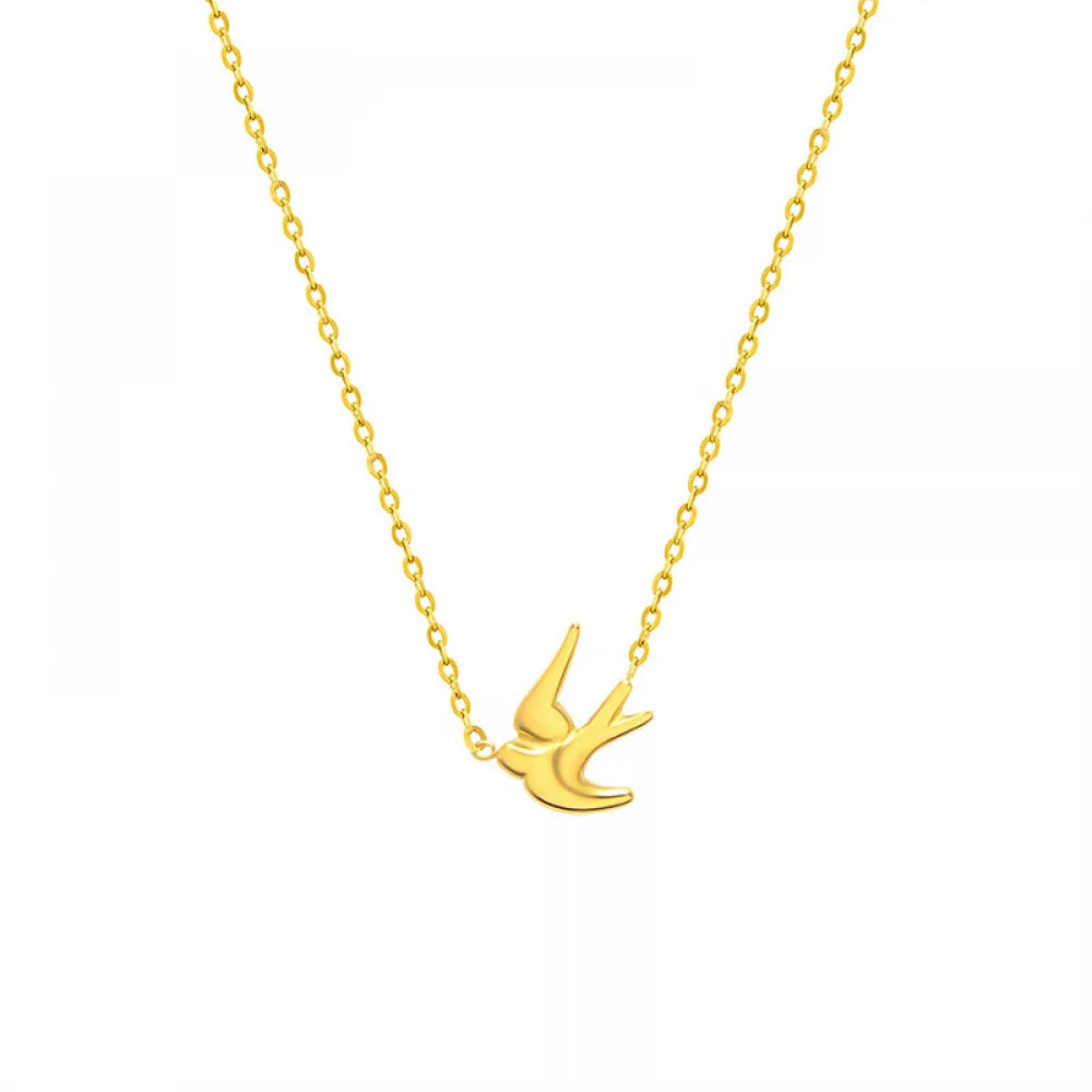 Non Tarnish Waterproof Jewelry 18K Gold Plated Stainless Steel Seagull Animal Pendant Swallow Bird Necklace