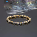RINNTIN SB167 Fine Jewelry Gold Plated Square Iced Out Cubic Zirconia Tennis Chain Bracelet Baguette Diamond Bangle for Women