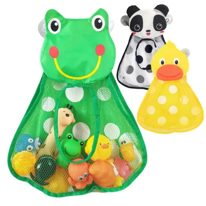 New Baby Bathroom Mesh Bag Sucker Design for Bath Toys Kids Basket Cartoon Animal Shapes Cloth Sand Toys Storage Net Bag