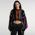 Winter Popular Style Oversize Knit Pull Over Casual Cute Long Sleeve Crop Top Sweater Womens