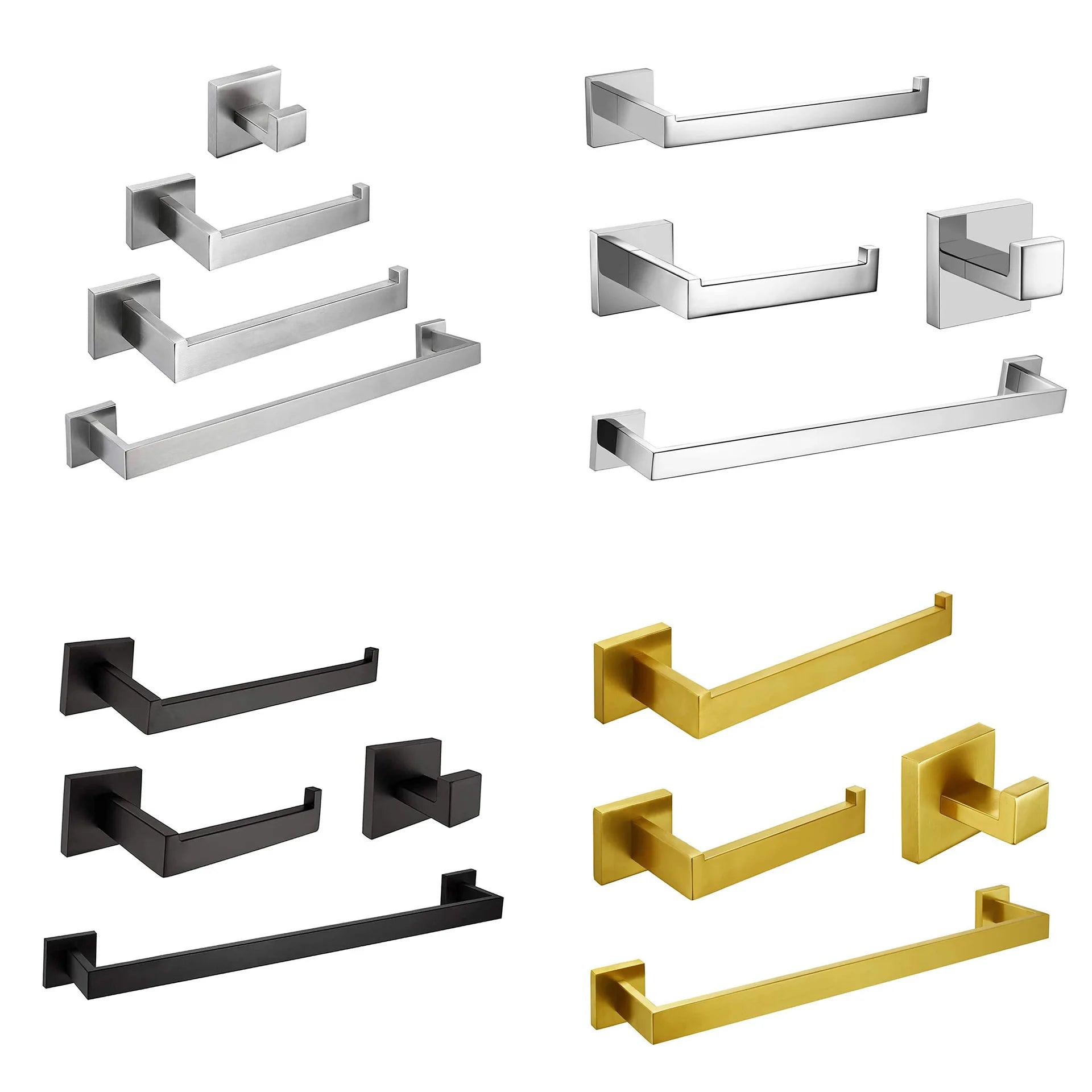 Factory Outlet 4 PCS Bathroom Hardware Set Stainless Steel Bathroom Accessories Towel Rack Set
