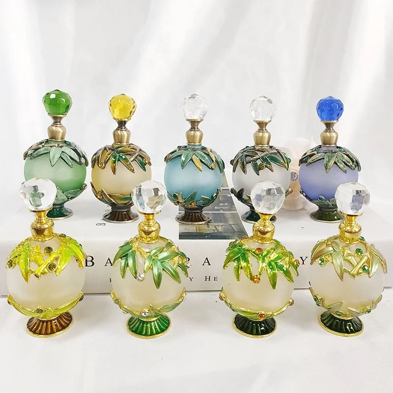 25ml Patented Bamboo Metal Perfume Bottle Glass Essential Oil Refillable Attar Bottle Factory Outlet#81149