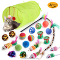 21-Pack Set of Fun Pet Cat Toy Tunnel Interactive Plush Mouse with Feather Classic & Fashion Cartoon Style for Playing