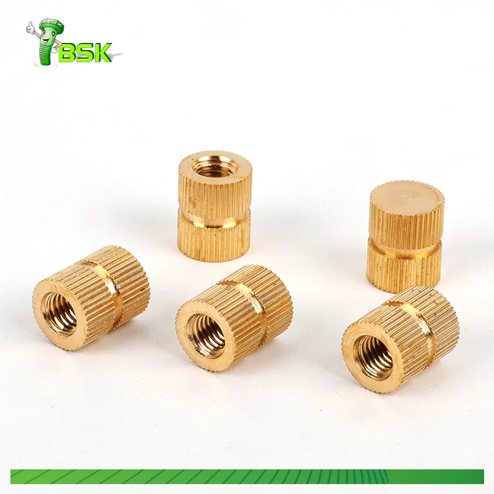 Straight Knurled Brass Insert Nut M9 M10 Brass Knurled Threaded Inserts Nuts for Plastic