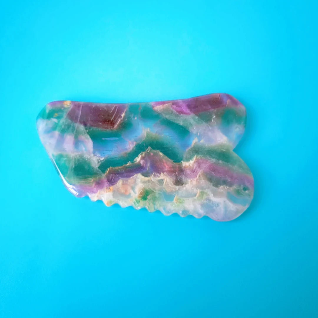 Huiying Chinese Supplier Natural Fluorite Scraper Chinese Gua Sha Tool for Face Neck Back Massage