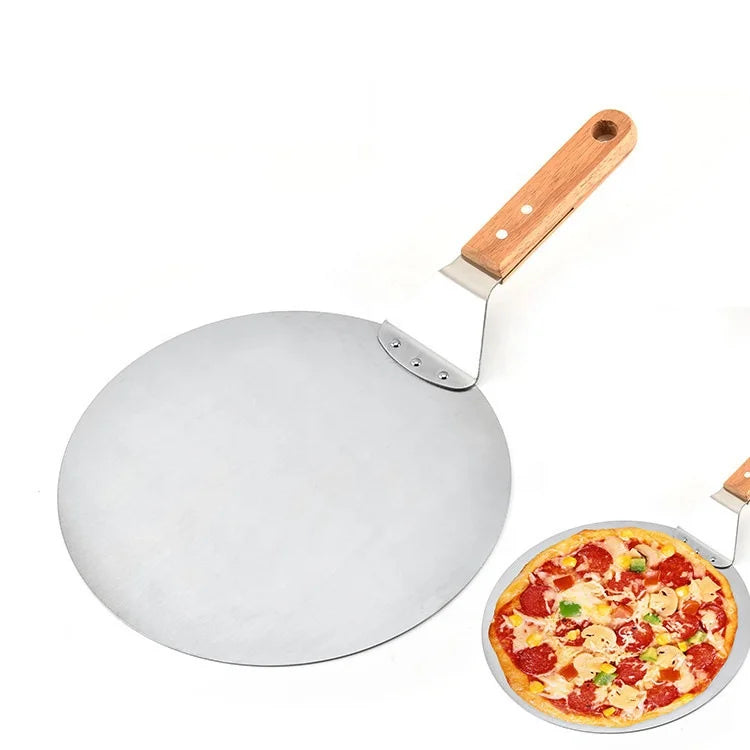 Stainless Steel Pizza Peel with Wooden Handle Oven Pizza Shovel Bakeware Baking Tools for Homemade & Restaurant