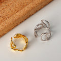 Light and Luxurious Design 925 Sterling Silver Hollow Geometric Round Line Ring for Women's Irregular Wire Twisted Rings