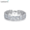LUOTEEMI Unique Design Radiation Shaped Flower Cubic Zircon Women Luxury Jewellery Bracelet