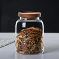 Storage Jar Large Capacity Borosilicate Glass Wood Lid Kitchen Storage Bottles Jars With Acacia Lid
