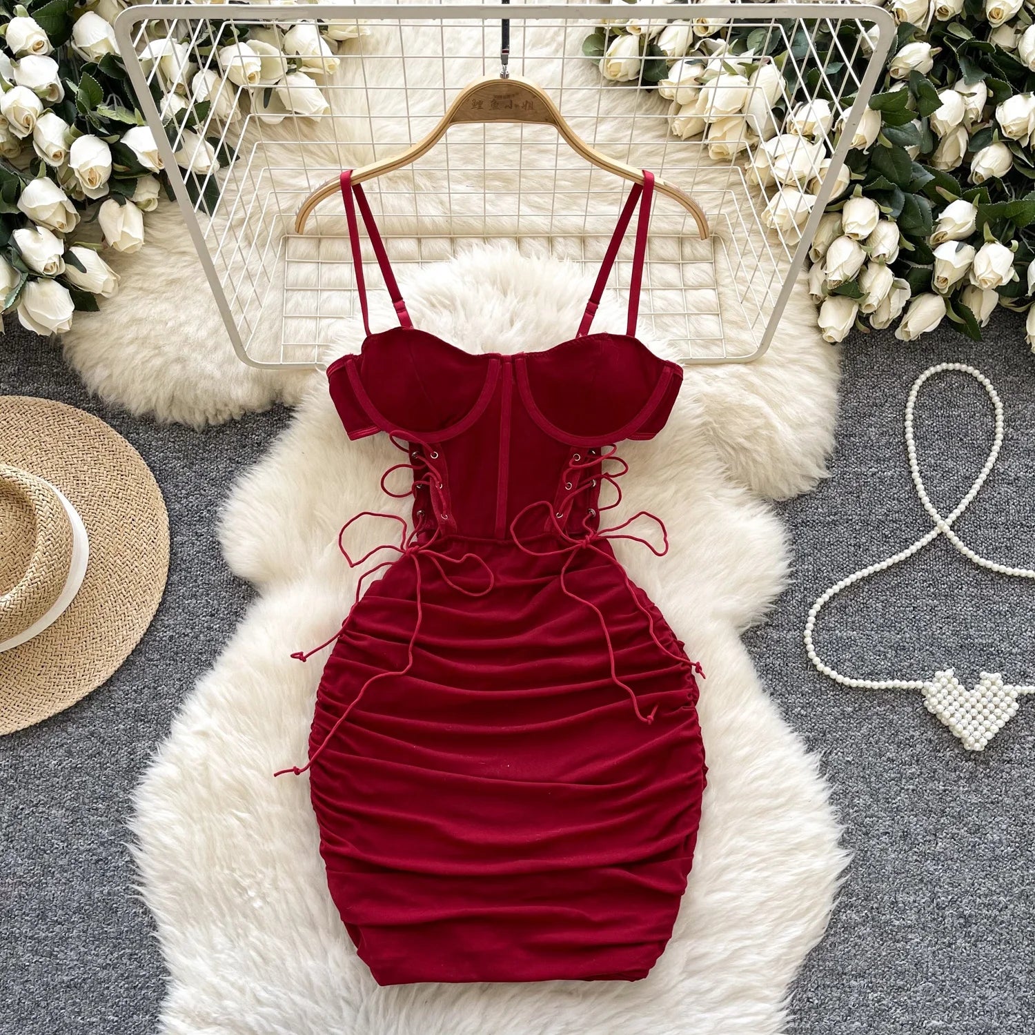 Halter Top Dress Female Summer Hollow Design Pure Desire Spice Short Dress