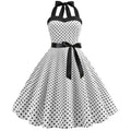 Women Polka Dot Print Summer Dress Sexy Retro White Halter Vintage Dress Plus Size Robe Femme Pin up Rockabilly Party Dress
