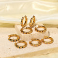 Wholesale Hot Sale Pvd 18K Gold Plated Stainless Steel Jewelry White Red Green Pink Colorful Zircon Hoop Huggie Earrings