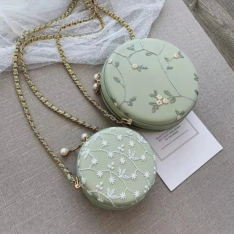 PU Embroidered Flower Ladies Hand Bags Crossbody Women's Messenger Bags Flower Shoulder Bag Gifts for Women