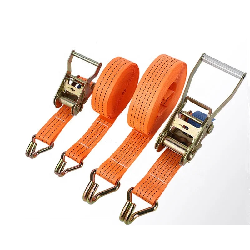 Ratchet Tie Down Strap Wide Handle Strap Ratchet Load Strap Cargo Belt with Double J Hooks Strap