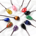 Wholesale Natural Stone Rose Quartz Amethyst Stone Drop Shaped Healing Tumbled Stones Pendant