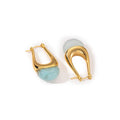 French Retro Design Bag-Shaped Resin Earrings for Women Blue Pink Pearlescent with Gold Plating Stainless Steel Ear Jewelry MegaBDM