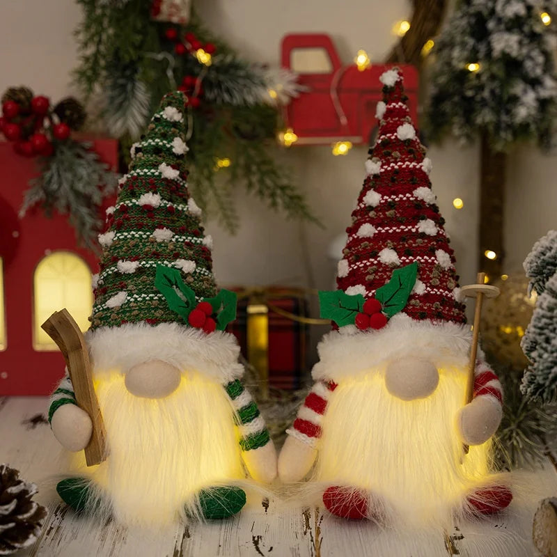 Cross-border Christmas Decorations American Knit With Lights Doll Creative Luminous Rudolph Dwarf