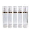 80ml 100ML 120ml Empty Vacuum Container Gold Line AS Plastic Cosmetic Lotion Emulsion Serum Packaging Transparent Airless Bottle