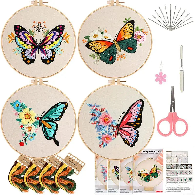 Wholesale Chinese Handmade Butterfly and Flower DIY Cross Stitch Embroidery Kit Needlework