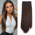 Wholesale 6-piece Set Clip 24-inch Long Straight Hair Extension Synthetic Wig for Women with Straight Hair Extensions
