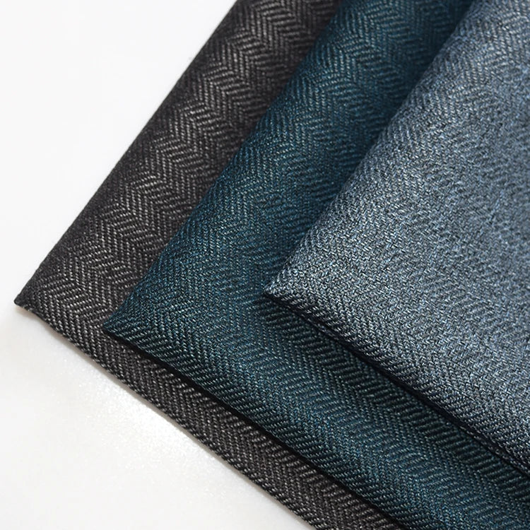100% Polyester Herringbone Slanted Linen Look Flame Retardant Blackout Fabric with Woven Technique for Hotel & Office Curtains