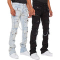RNSHANGER Fashion Muti-Pockets Baggy Jeans for Men Skinny Fit Stretchy Y2k Cargo Pants Male's High Street Denim Pants