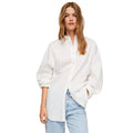 MANNI Women's Classic-Fit Long-Sleeve Lightweight White Cotton Shirts for Women Casual Shirts