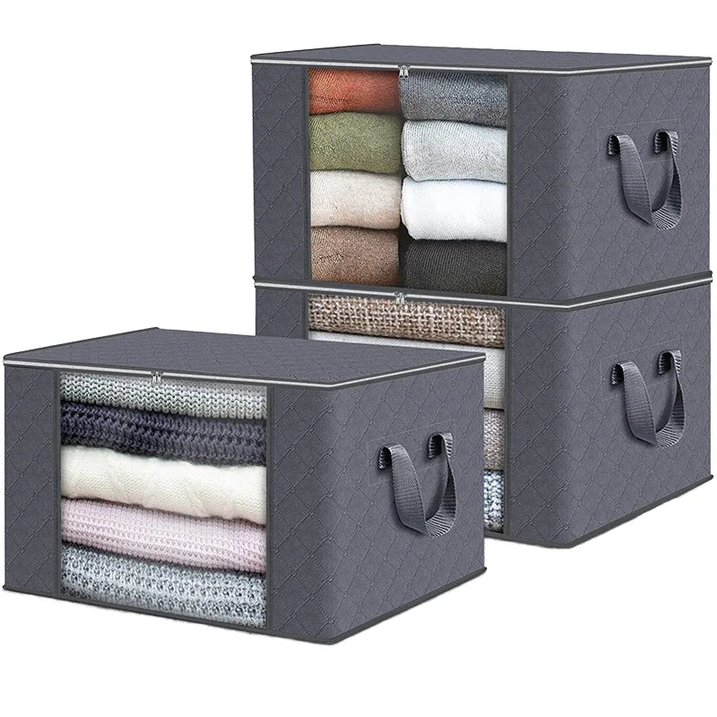 Household  Large Storage Bags Closet Organizers Foldable Storage Bins with Reinforced Handles