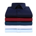 Fashion Mens Shirts New Men Square Collar Plain Single-breasted Business Shirts Casual Slim Long Sleeve Men's Blouse