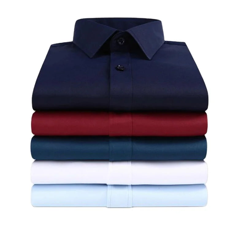 Fashion Mens Shirts New Men Square Collar Plain Single-breasted Business Shirts Casual Slim Long Sleeve Men's Blouse