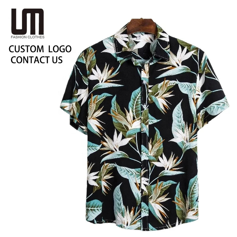 OEM Trendy Men Hawaiian Shirt - 3D Printed Pattern Beach Shirt with Lapel Buttons (Breathable Blouse for Summer Vacation)
