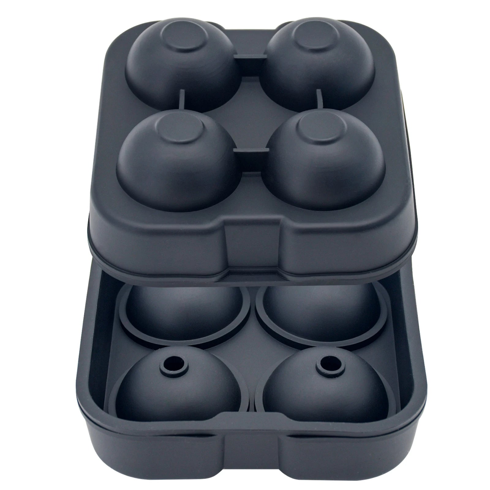 Factory Wholesale Large Size Easy Release 4 Grids Ball Square 2 Pack Freezer Silicone Ice Tray