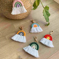 Women Bag Accessories Pendant Handmade rainbow Macrame Tassel Key Chains Boho Woven Boho Macrame rainbow Tassel Key Chain