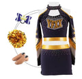 Customizable Cheerleading Uniforms & Skirts Sets with Rhinestone and Heat-Transfer Printing Spandex/Polyester Material
