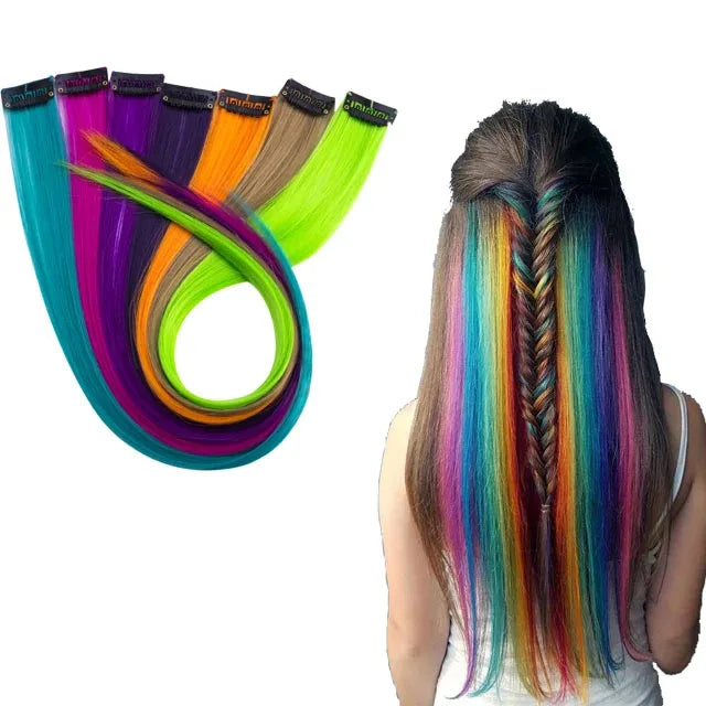 Support Custom Factory Supplier Wholesale Straight Clip in Extensions Synthetic Clip Hairpiece