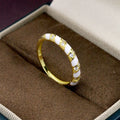Gold Stacking Rings for Woman Minimal Jewelry Dainty Gold Delicate Ring Gift for Her 925 Silver White Enamel Glaze Striped Ring