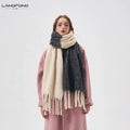 Landfond Accessory Winter Simple Color Matching Soft Touch Plush Scarf Thickened Cashmere Feel Scarf