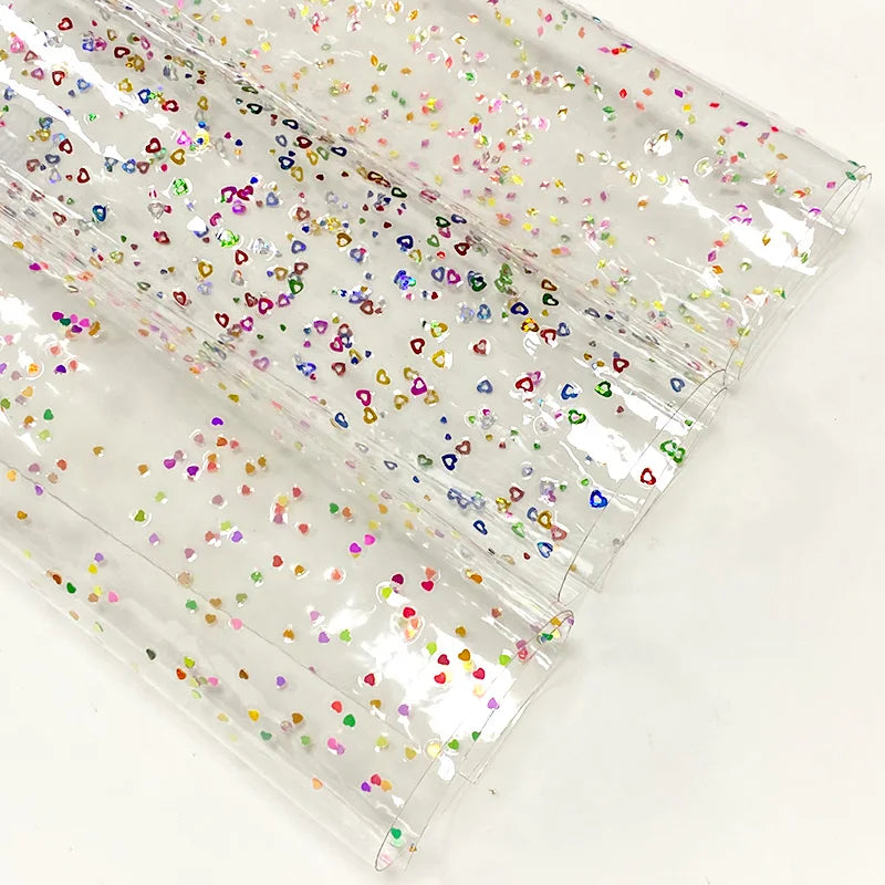 Clear Transparent Glitter PVC Film Sheet  Fabric for Bag Table Cover