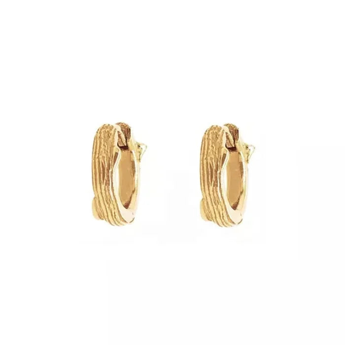 LOZRUNVE 14k Gold Texture Hammered Huggie Hoop Earring Minimalist Jewelry Wholesale