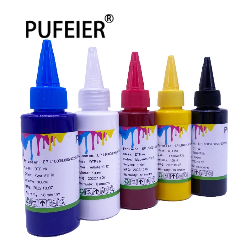 100ML Bottle Refill DTF Ink PET Film Heat Transfer Pigment Ink for Epson R2000 TX800 XP15000 XP-15000 1390 R330 Printer DTF Ink