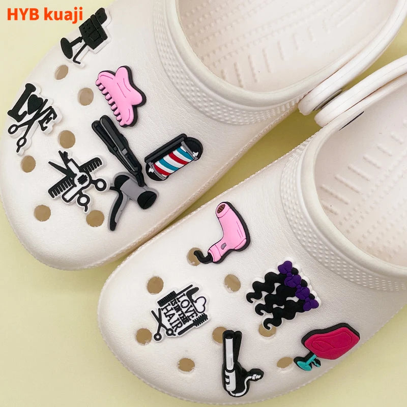 Customizable Classic Hairdressing Decorations with Soft PVC Material Cartoon Shoes Charms Rubber Support Logo Included