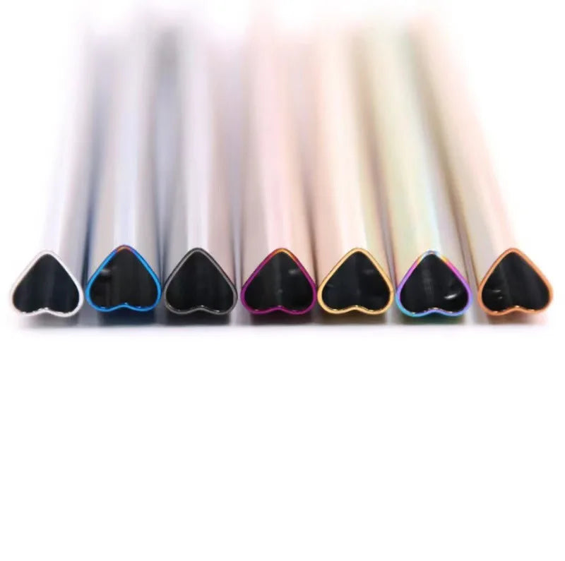 Kitchen Bar Accessories Stainless Steel Multi Colour Drinking Straw Heart-Shaped Milk Tea Straw