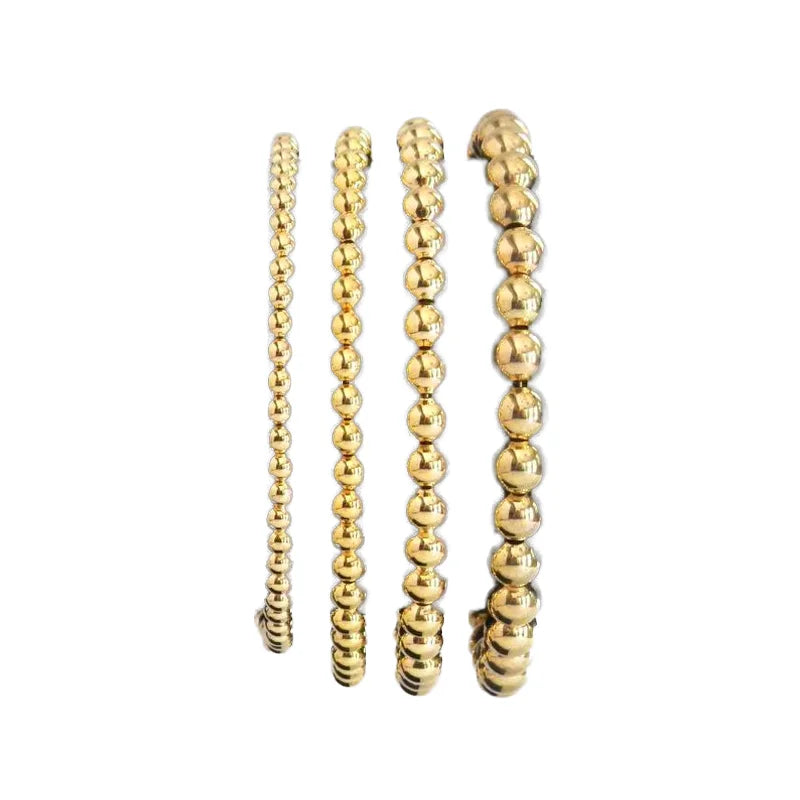 Go2boho Stainless Steel Gold Plated Beaded Bracelets Unisex 2mm-10mm Adjustable Stacking Fashion Jewelry Gift Wholesale